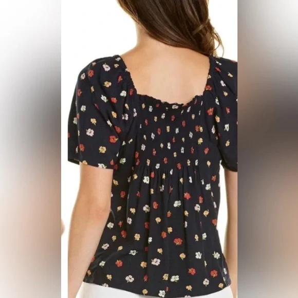 Madewell Seamed Button-Down Shirt in Confetti Floral Navy - Size S - Picture 2 of 4